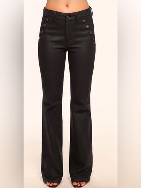 Ramy Brook Black Coated High-Rise Helena Flare Jeans Sz 26 x 31